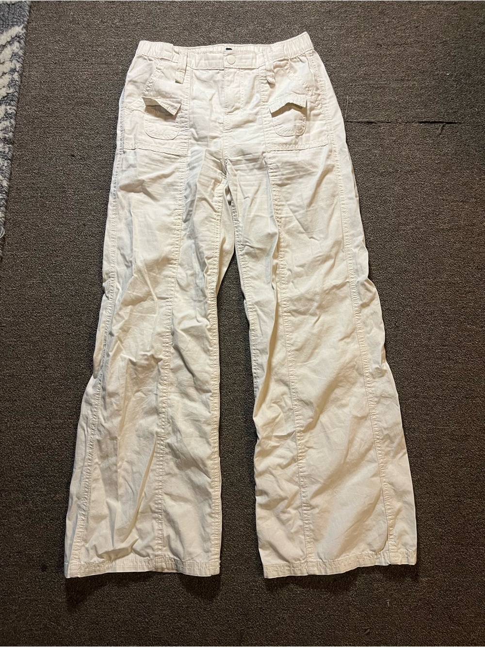 H&M cream Women's Cargo-ish Pants with Wide Legs